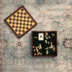 Reversible Wooden Travel Chess/Backgammon Set